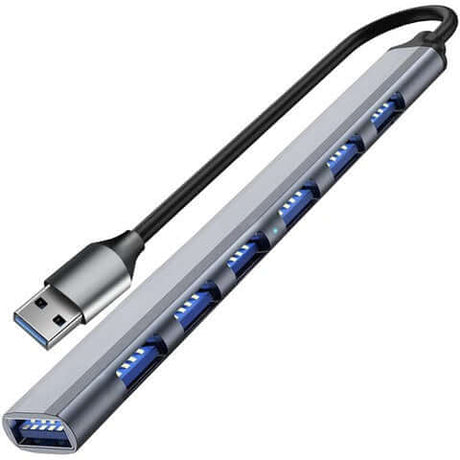 7-Portars USB-Hub i Aluminium – USB 3.2 Snabbladdning & Plug-and-Play Funktion Hemnix