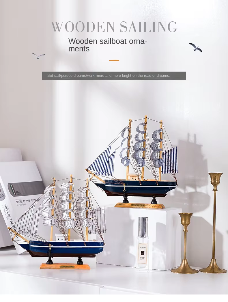 Royaleva Nordic Wooden Sailboat Sculpture - LED Belyst Dekorationsstycke, Batteridriven Carvallo