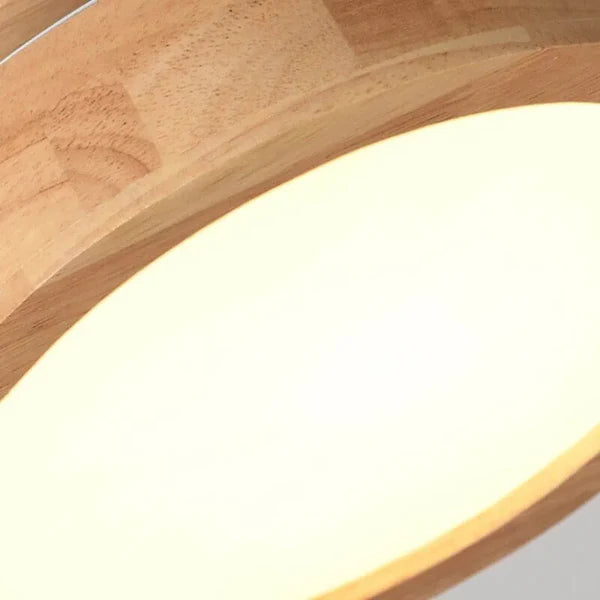 NaturaLuxe - Elegant rund LED-taklampa i trä Carvallo