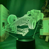 Carvallo – 3D Formel 1-racerbilslampa med 7-färgad LED-läge och platt design Carvallo