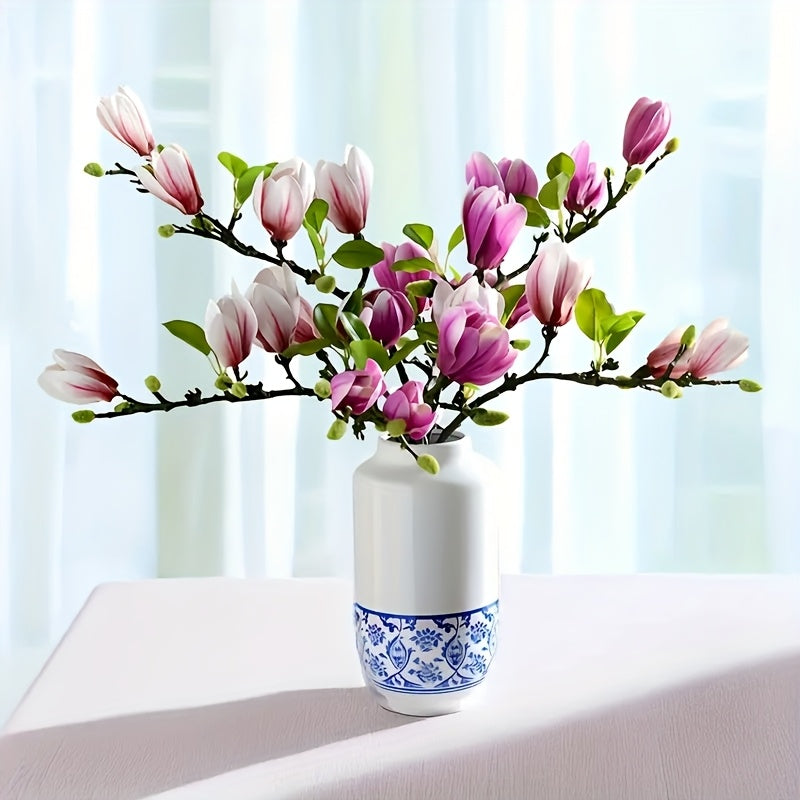 Set med 4 Realistiska Magnolia Blommor – Elegant och Tidlös för Bröllop och Lyxig Dekoration Carvallo