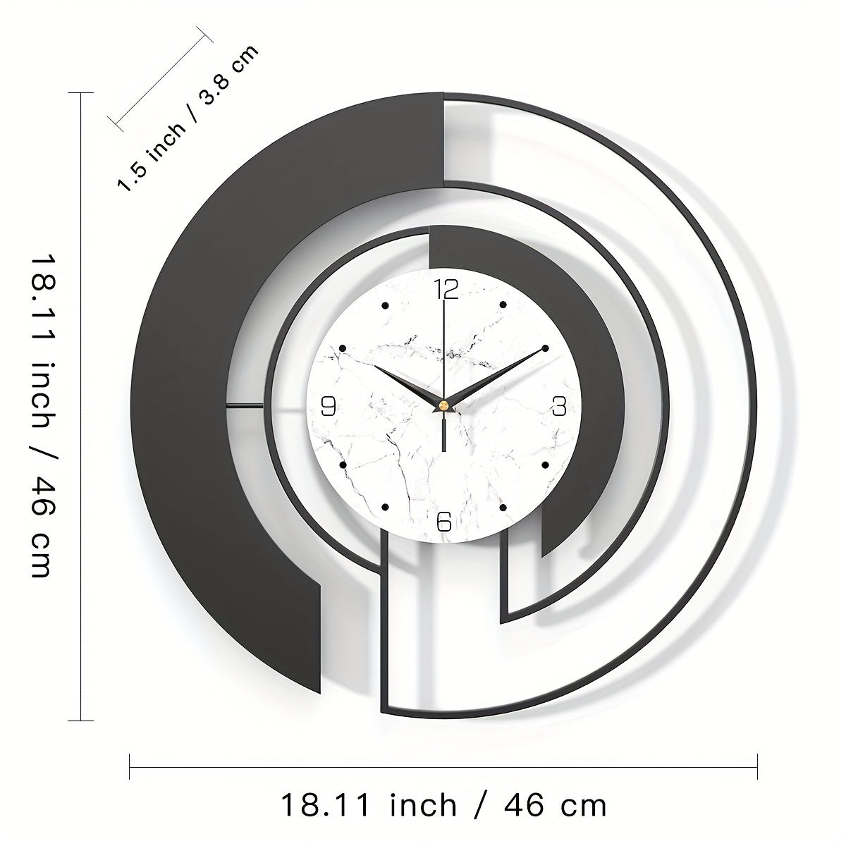 GeoTime – Svart Metall Väggklocka med Tidlös Geometri Hemnix