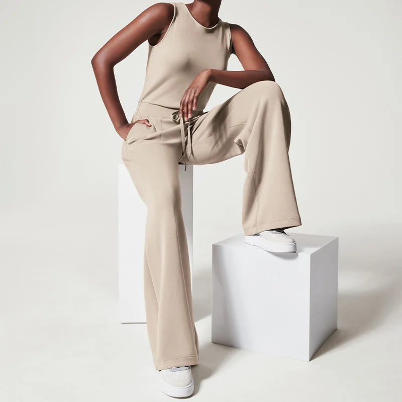 Dam Jumpsuit Elegant Långärmad Mjuk Polyester med Midjebälte