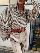 Dam Blus Långärmad Vintage Bomull