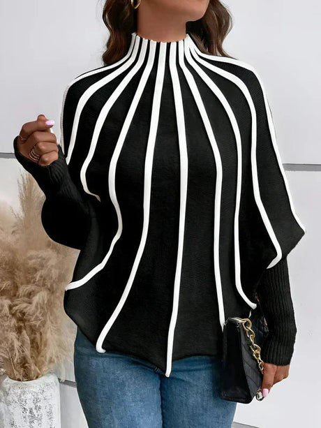 Dam Tröja Randig Mjuk Bomull Komfortabel Design Hemnix