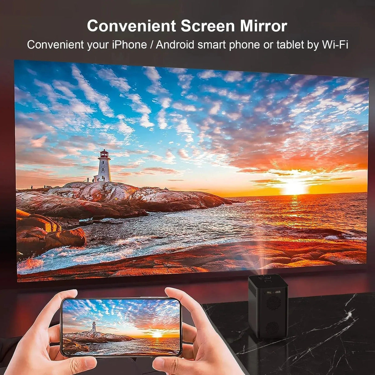 Android Wifi 4K Smart Bärbar Projektor Carvallo