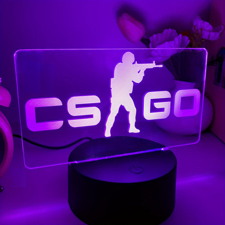 LumiAnime - 3D Akryl Gaming LED Bordslampa, Touch Kontrollerad, USB-Driven Carvallo