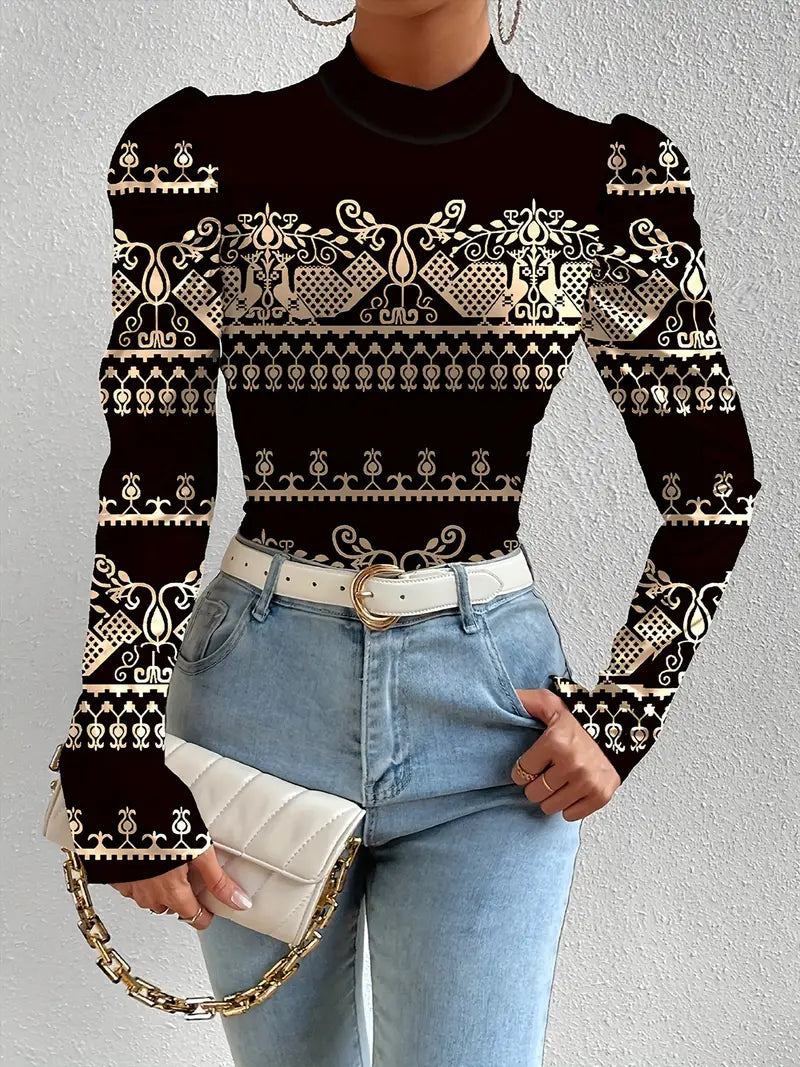 Dam Satin Top Blommönster Elegant Hemnix