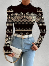 Dam Satin Top Blommönster Elegant Hemnix