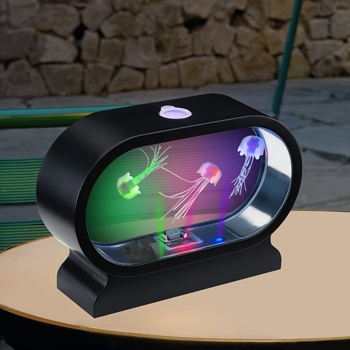 LumiJelly - LED Manet Tafellampa, 3-Färgs Simulering Akvarium Nattlampa, Batteridriven, Dekorativt Ljus Carvallo