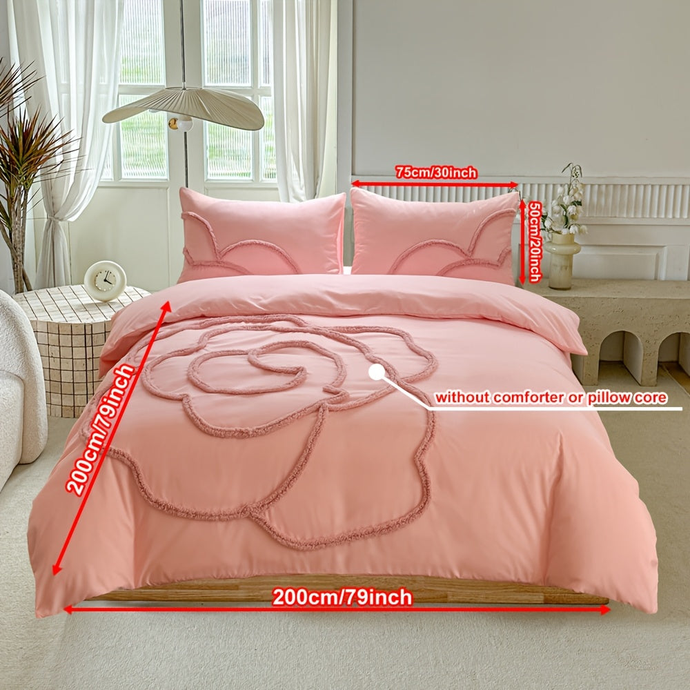 Tufted Sängkläder Set – Sängöverkast och Kuddeöverdrag med Stort Blommönster Carvallo