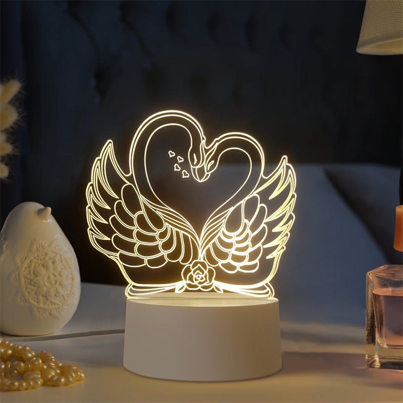 ZwaanLicht - USB-driven 3D LED Bordslampa med Akrylram Carvallo