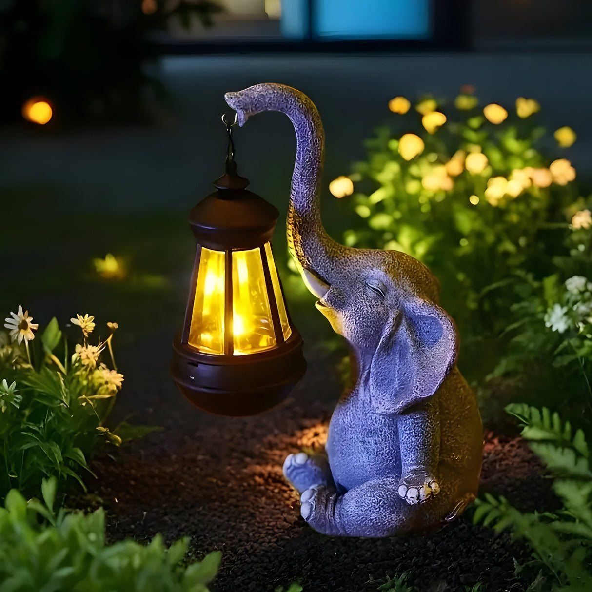 SunTrunk Light – Solcellsdriven elefantstaty med ljus Carvallo