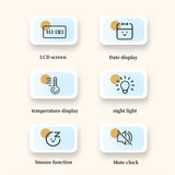 Digital väckarklocka med LCD-skärm - Datum- och temperaturvisning Carvallo