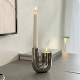 Elegant Silver Candle Holder with Minimalist Design Carvallo