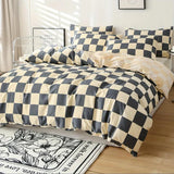 PureGrid - Mjukt rutigt täcke- och kuddfodralset Carvallo