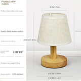 NordicLicht - Trä LED Nattlampa med Linnedekor Carvallo