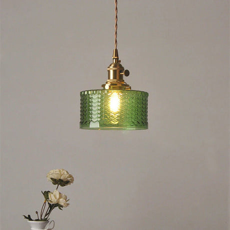 Cylinder Glass Pendant Light | Vintage Elegance | Justerbar Höjd 59" | Varm Glöd för Moderna Hem | Brick by Brick Carvallo