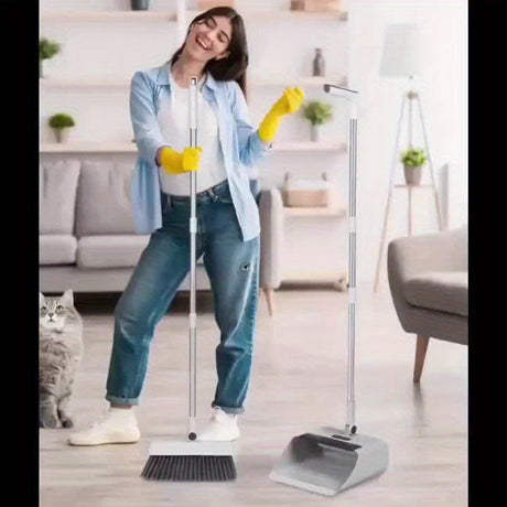 Fällbar 3-i-1 Kvast och Sopskyffel Set – Praktisk Lösning för Snabb och Effektiv Städning Carvallo