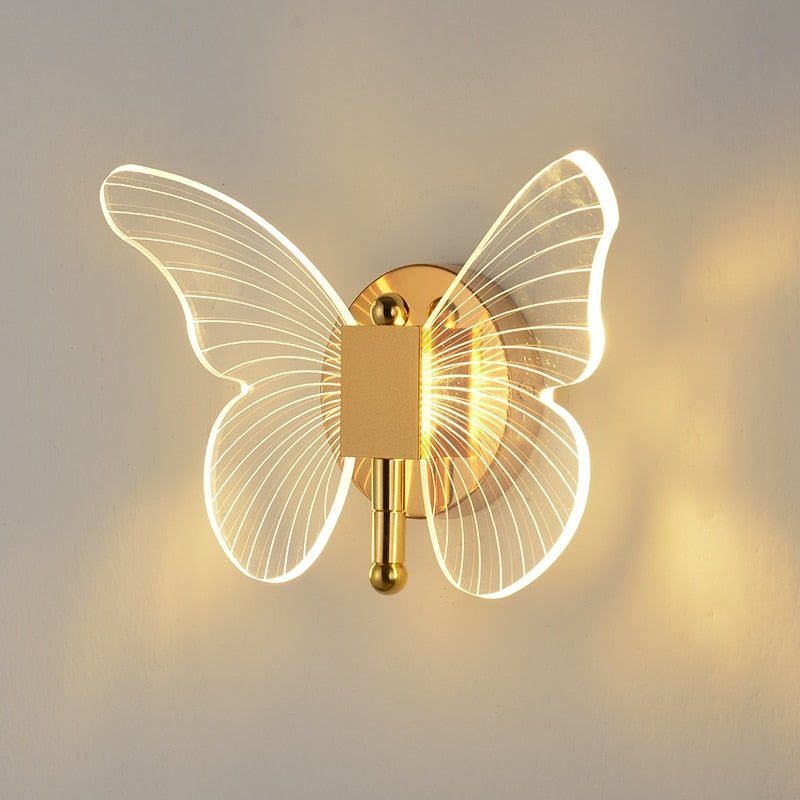 Butterfly Inspired LED Vägglampa – Farfalla Stil i Akryl och Metall Carvallo