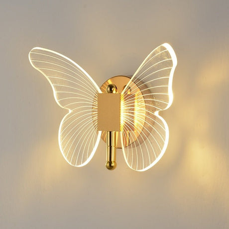 Butterfly Inspired LED Vägglampa – Farfalla Stil i Akryl och Metall Carvallo