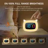 Söt Kattöra Väckarklocka – RGB Nattlampa med 18 Melodier och USB Laddningsbar Carvallo