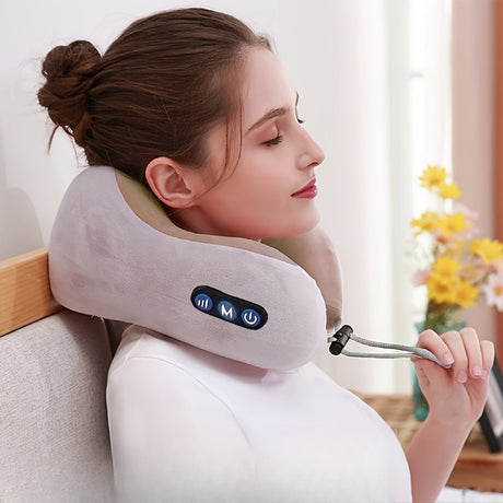 U-formad Kudde - Multifunktionell Hem Cervikal Massager, Bärbar Kudde för Nackstöd Carvallo