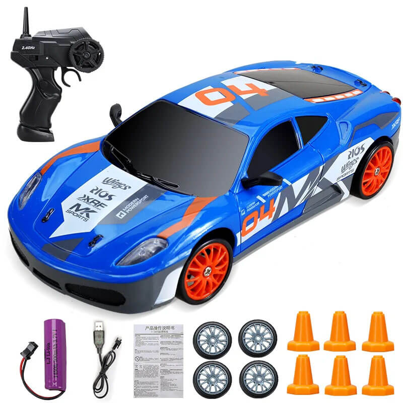 1:24 RC Drift Bil med Fyrhjulsdrift – 15km/h Hög Hastighet och Dynamisk Racing-Radiostyrt-BB-Blå-Hemnix