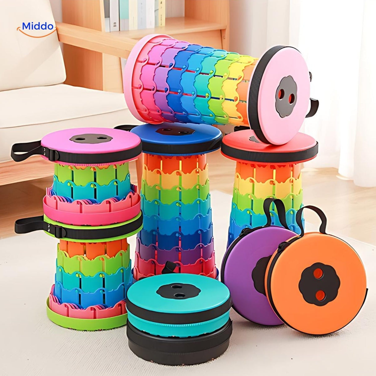 Flexistool - Teleskopisk justerbar pall med halkfri matt yta MILA Sverige