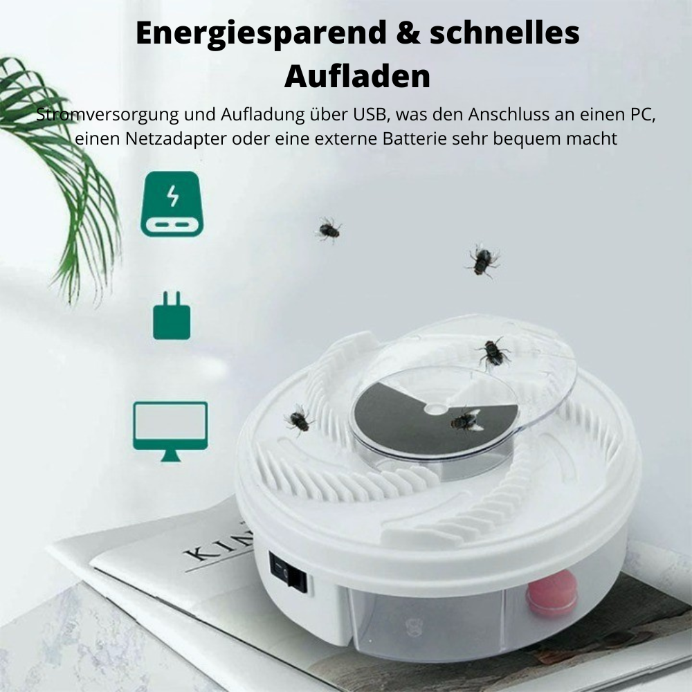 Carvallo Flugfälla med rotation och bete-kammare | Tyst och miljövänlig | För inomhus och utomhus Carvallo