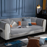 Klassisk Houndstooth-tryck Chenille Halkfri Sofföverdrag Carvallo