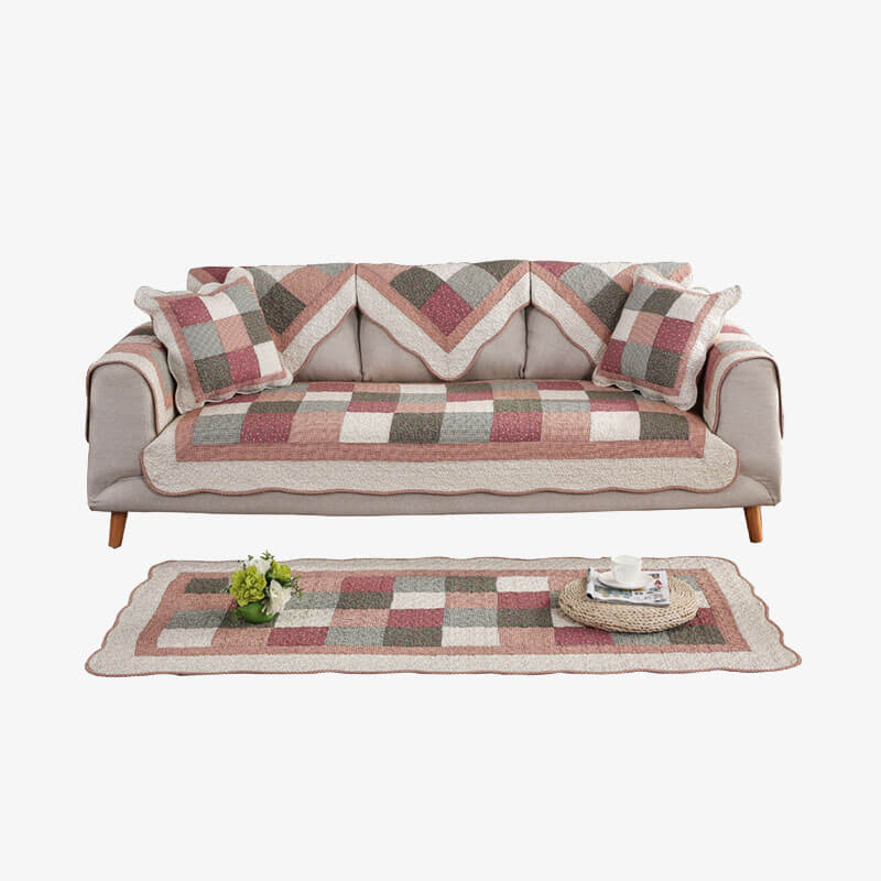 Bomullsquiltad tvättbar halkfri sofföverdrag med komfort Carvallo