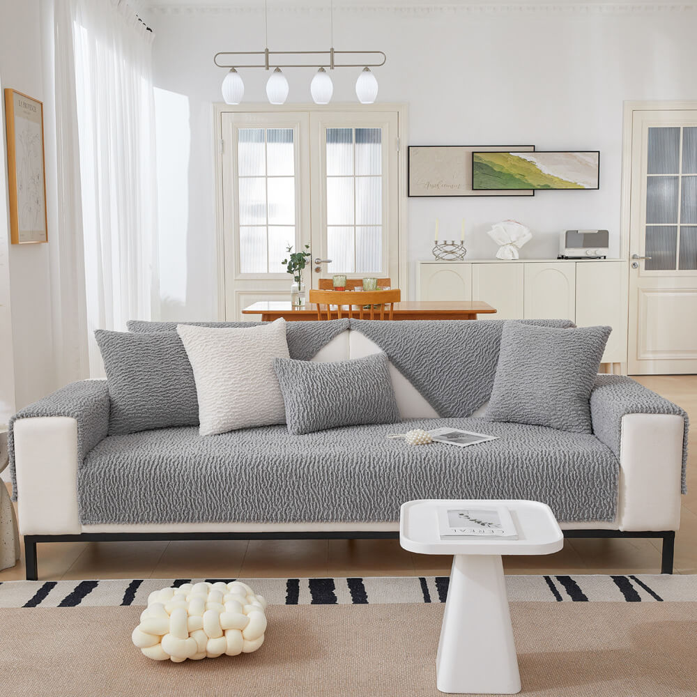 Krämfärgad Berberfleece Anti-scratch Sofföverdrag Carvallo