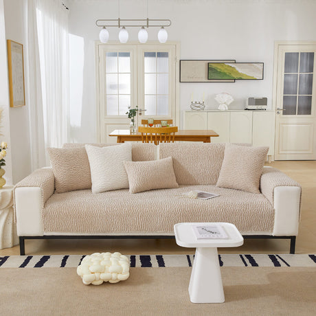 Krämfärgad Berberfleece Anti-scratch Sofföverdrag Carvallo