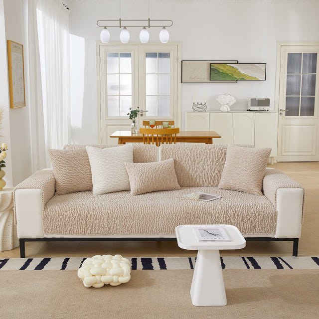 Krämfärgad Berberfleece Anti-scratch Sofföverdrag Carvallo