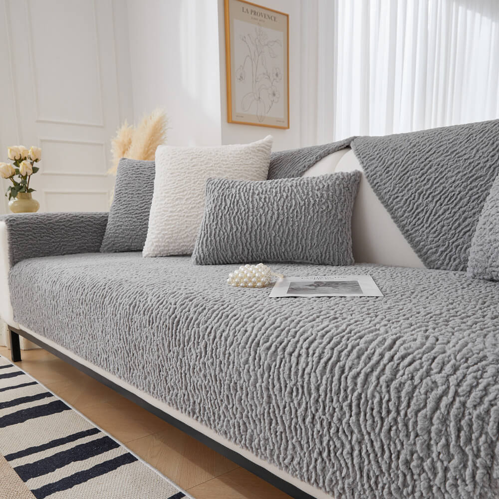 Krämfärgad Berberfleece Anti-scratch Sofföverdrag Carvallo