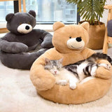 Pet Bed Plush Bear Cuddle-Style Nest Carvallo