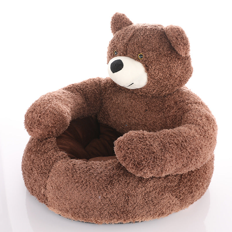 Pet Bed Plush Bear Cuddle-Style Nest Carvallo