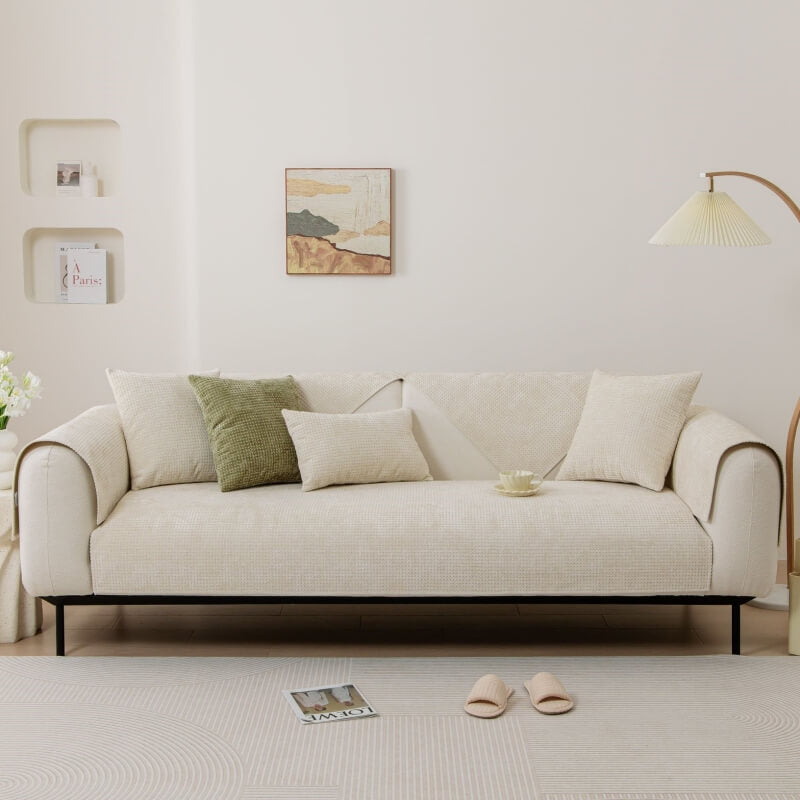 Delikat Waffle Chenille Tyg Möbel Skyddsoverkast Sofföverdrag Carvallo