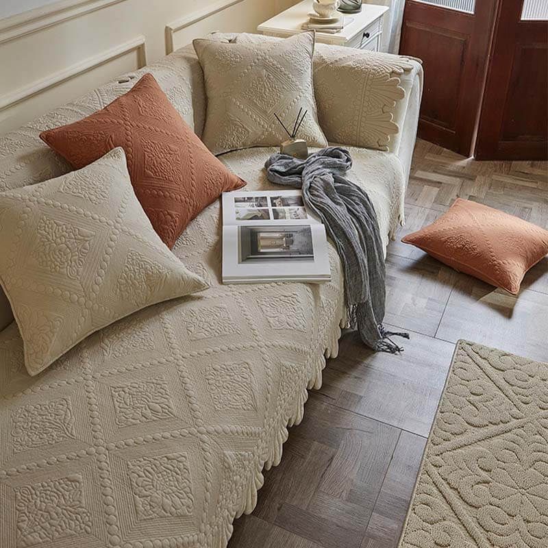 Fashion Leaf Trim Cotton Washable Sofföverdrag 70x70 cm Carvallo