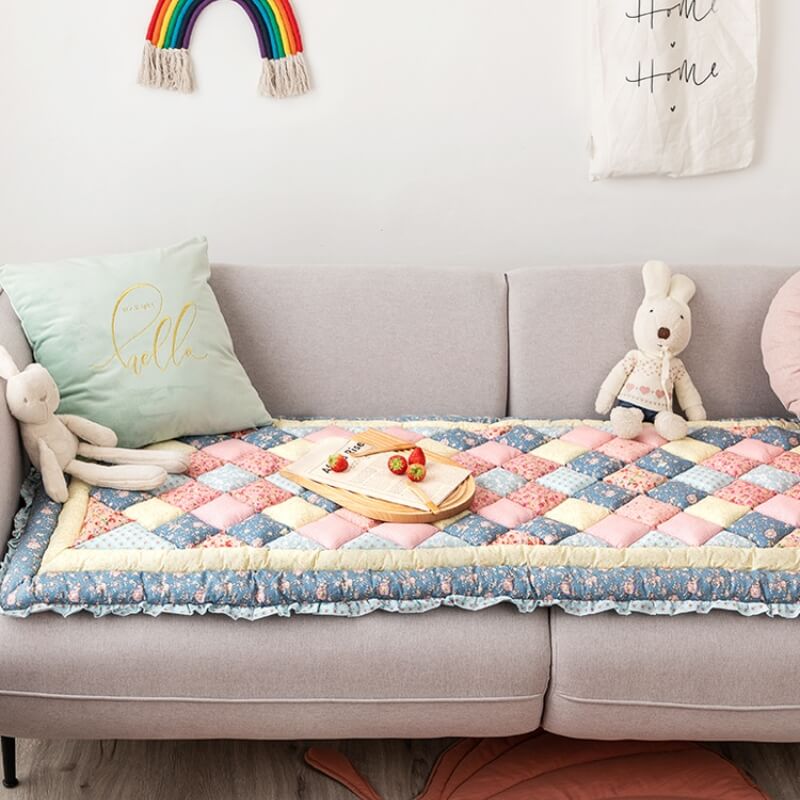 Blommig Handgjord Ren Bomull Skyddande Sofföverdrag, Halkfri Carvallo