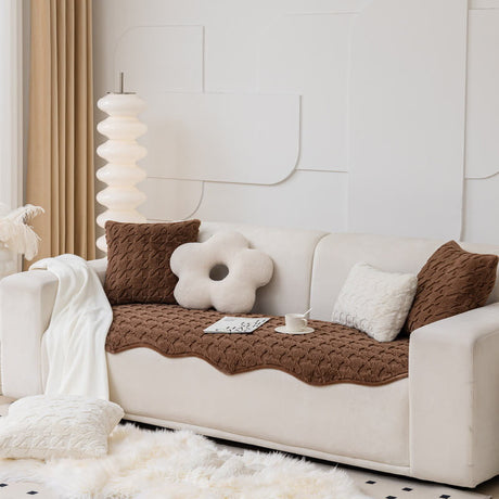 Lätt lyxig plysch houndstooth oregelbundet sofföverdrag Carvallo