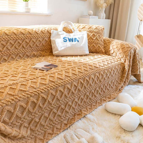 Enfärgad fleece möbel skyddsoverkast mjuk mysig Carvallo