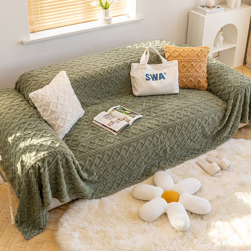 Enfärgad fleece möbel skyddsoverkast mjuk mysig Carvallo