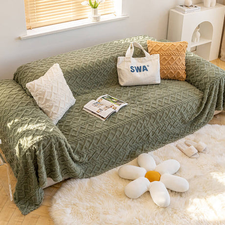 Enfärgad fleece möbel skyddsoverkast mjuk mysig Carvallo