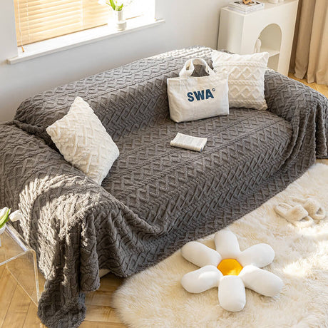 Enfärgad fleece möbel skyddsoverkast mjuk mysig Carvallo