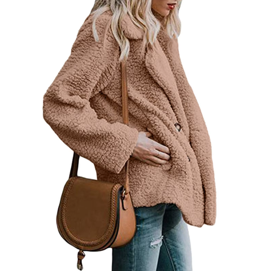 Oversized fluffig fleecejacka för kvinnor Hemnix
