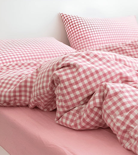 LunaVeil Sängkläder - Bomull Ginghan Stil Täcke Set Carvallo