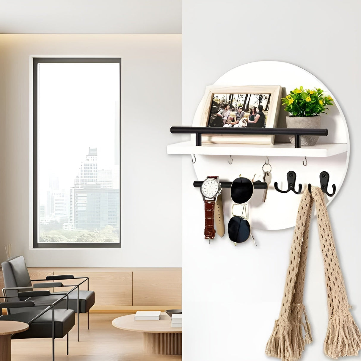 Carvallo NordEdge | Massivholz & Metall | Med hylla & kroklist | 100 cm bredd Carvallo