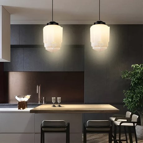 Hängelampa i opalglas – Vintage design med geometrisk glas Carvallo